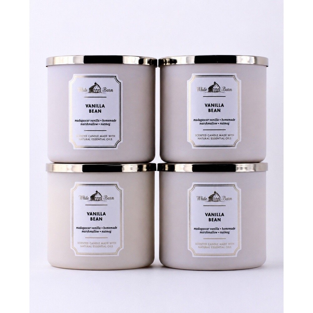 QTY 4 x Bath & Body Works VANILLA BEAN 3 Wick 14.5Oz  Scented Candle Lot